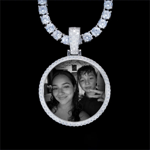 925S & VVS Moissanite 3D Circle Custom Picture Pendant