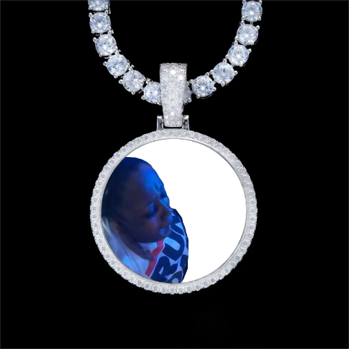 925S & VVS Moissanite 3D Circle Custom Picture Pendant