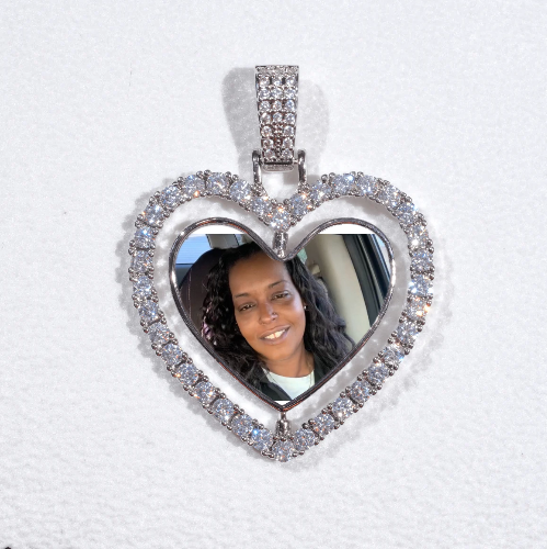 3D Spinning 2-Faced Heart Custom Picture Pendant