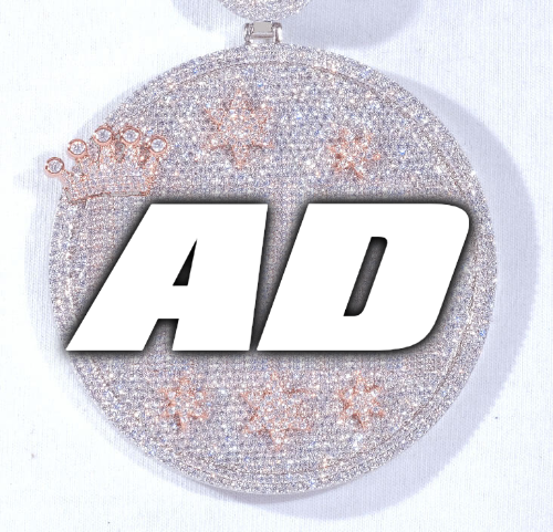 CUSTOM LETTER NECKLACE 3D BIG CROWN DISC