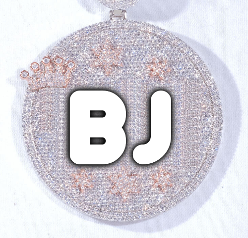 CUSTOM LETTER NECKLACE 3D BIG CROWN DISC
