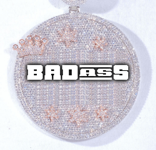 CUSTOM LETTER NECKLACE 3D BIG CROWN DISC