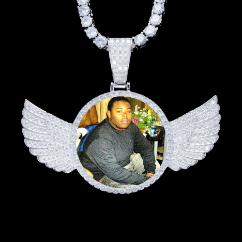 925S & VVS Moissanite 3D Wing Custom Picture Pendant
