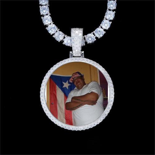 925S & VVS Moissanite 3D Circle Custom Picture Pendant