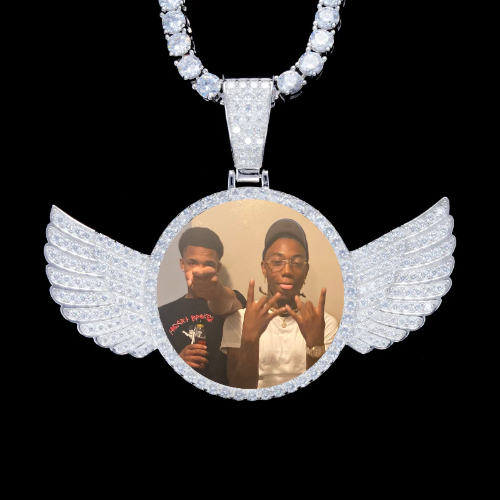 925S & VVS Moissanite 3D Wing Custom Picture Pendant