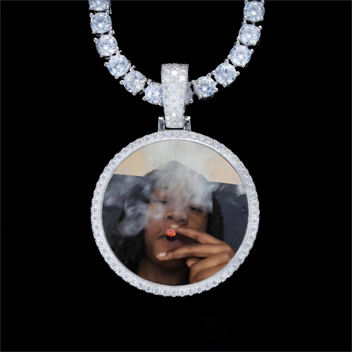 925S & VVS Moissanite 3D Circle Custom Picture Pendant
