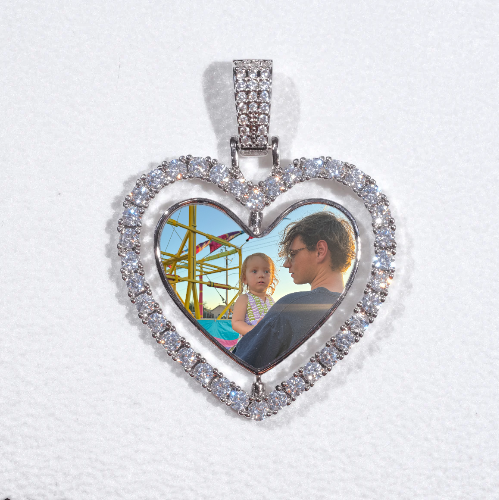 3D Spinning 2-Faced Heart Custom Picture Pendant