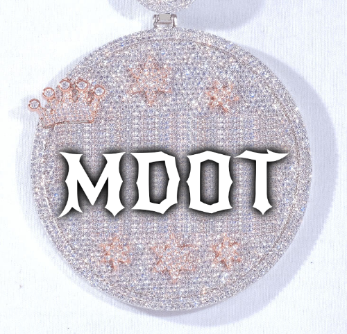 CUSTOM LETTER NECKLACE 3D BIG CROWN DISC