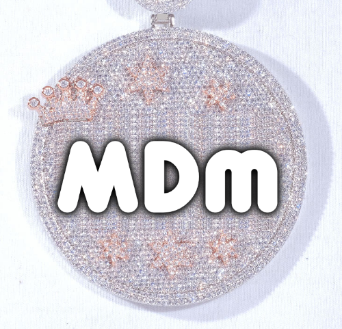 CUSTOM LETTER NECKLACE 3D BIG CROWN DISC