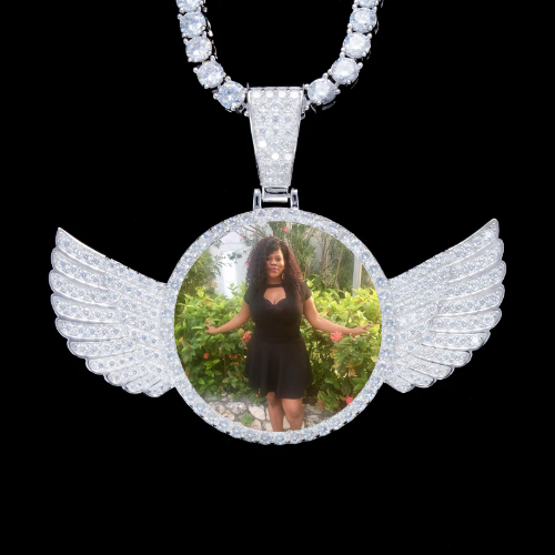 925S & VVS Moissanite 3D Wing Custom Picture Pendant