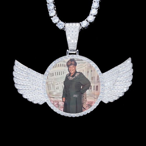 925S & VVS Moissanite 3D Wing Custom Picture Pendant
