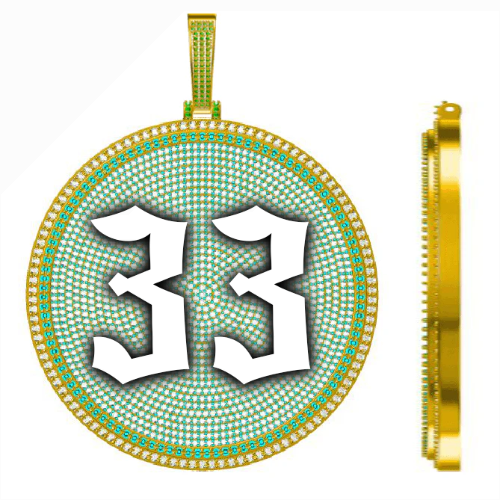 CUSTOM LETTER NECKLACE 3D BIG DISC