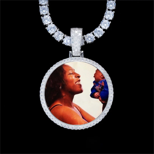 925S & VVS Moissanite 3D Circle Custom Picture Pendant