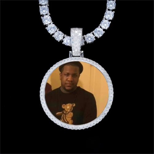 925S & VVS Moissanite 3D Circle Custom Picture Pendant