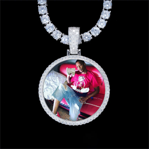 925S & VVS Moissanite 3D Circle Custom Picture Pendant