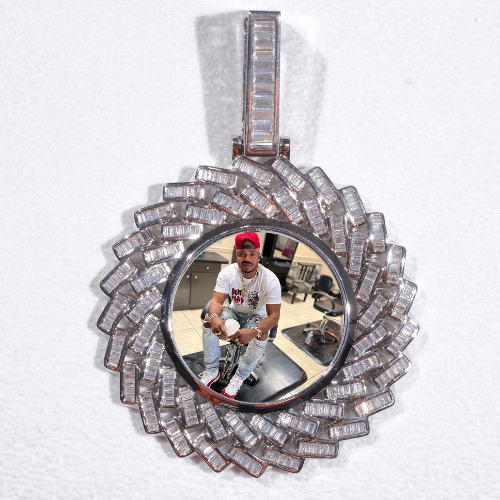 Large 3D Baguette Custom Picture Pendant