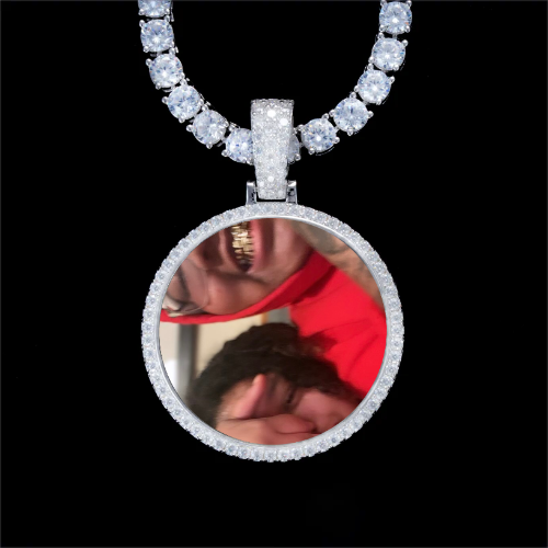 925S & VVS Moissanite 3D Circle Custom Picture Pendant
