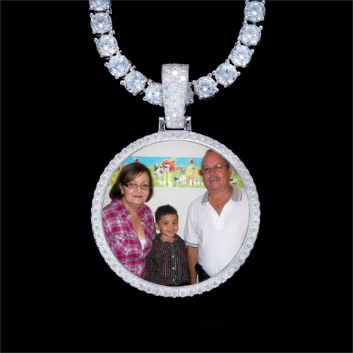 925S & VVS Moissanite 3D Circle Custom Picture Pendant