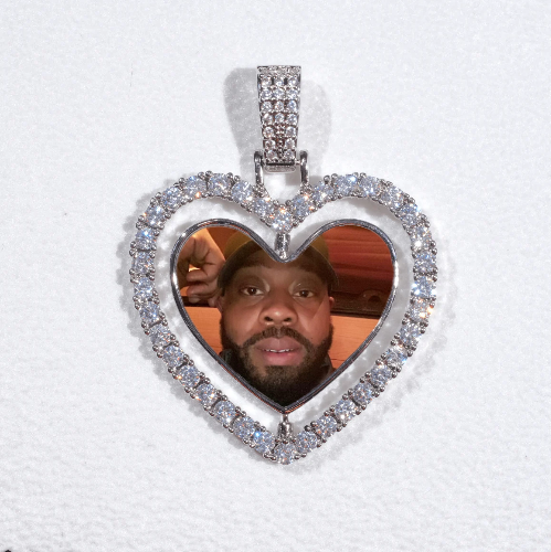3D Spinning 2-Faced Heart Custom Picture Pendant