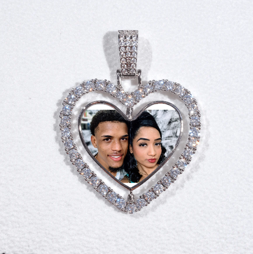 3D Spinning 2-Faced Heart Custom Picture Pendant