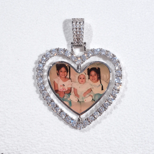 3D Spinning 2-Faced Heart Custom Picture Pendant
