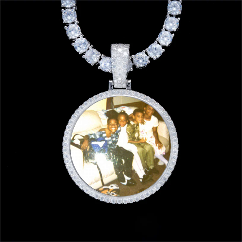 925S & VVS Moissanite 3D Circle Custom Picture Pendant