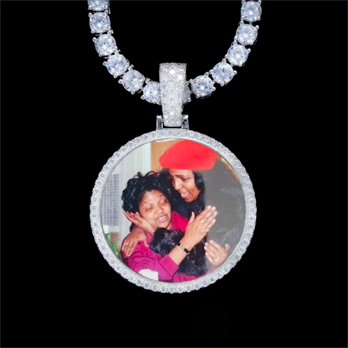 925S & VVS Moissanite 3D Circle Custom Picture Pendant