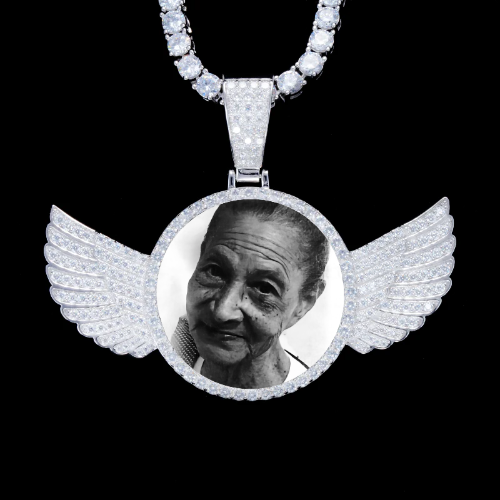 925S & VVS Moissanite 3D Wing Custom Picture Pendant
