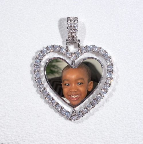 3D Spinning 2-Faced Heart Custom Picture Pendant