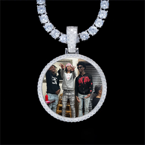 925S & VVS Moissanite 3D Circle Custom Picture Pendant