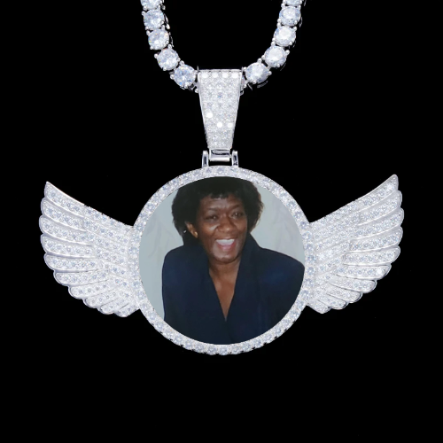 925S & VVS Moissanite 3D Wing Custom Picture Pendant