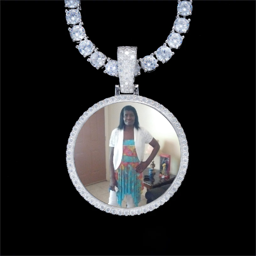 925S & VVS Moissanite 3D Circle Custom Picture Pendant