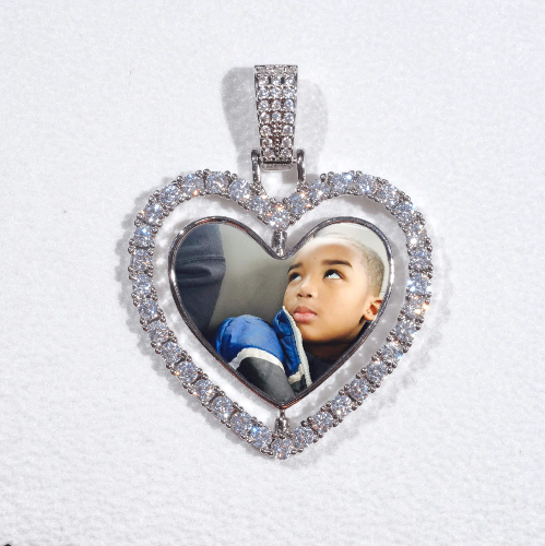 3D Spinning 2-Faced Heart Custom Picture Pendant