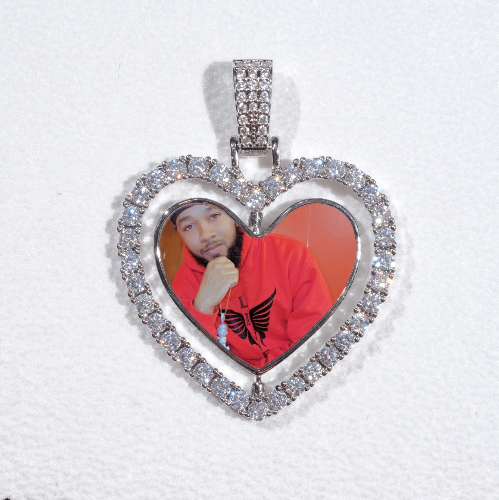 3D Spinning 2-Faced Heart Custom Picture Pendant