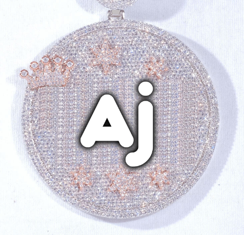 CUSTOM LETTER NECKLACE 3D BIG CROWN DISC