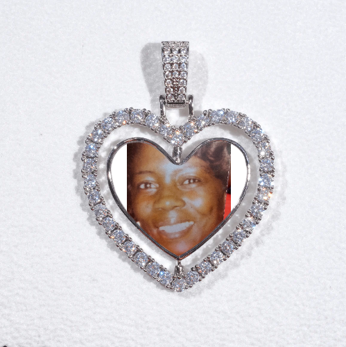 3D Spinning 2-Faced Heart Custom Picture Pendant