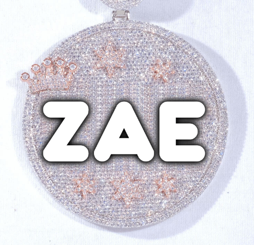 CUSTOM LETTER NECKLACE 3D BIG CROWN DISC