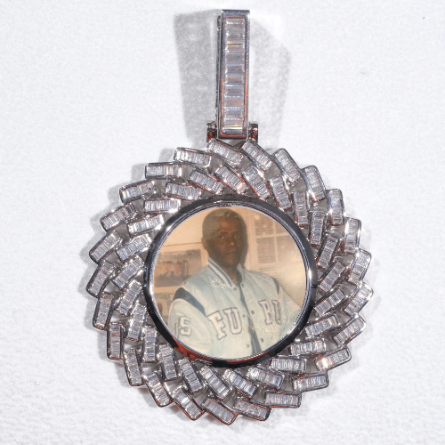 Large 3D Baguette Custom Picture Pendant