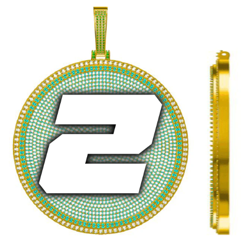CUSTOM LETTER NECKLACE 3D BIG DISC