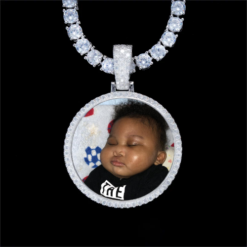 925S & VVS Moissanite 3D Circle Custom Picture Pendant