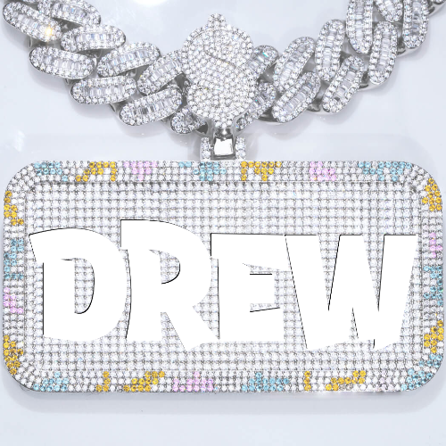 CUSTOM LETTER NECKLACE 3D COLORFUL SQUARE