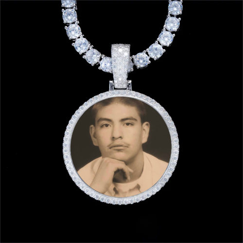 925S & VVS Moissanite 3D Circle Custom Picture Pendant