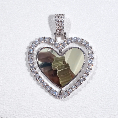 3D Spinning 2-Faced Heart Custom Picture Pendant
