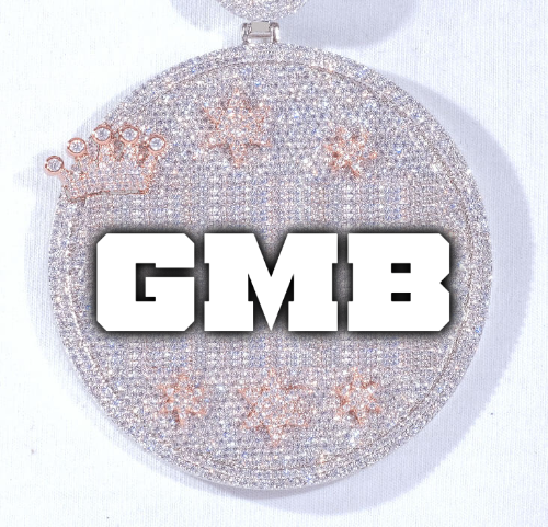 CUSTOM LETTER NECKLACE 3D BIG CROWN DISC