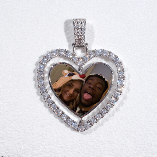 3D Spinning 2-Faced Heart Custom Picture Pendant
