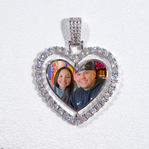 3D Spinning 2-Faced Heart Custom Picture Pendant