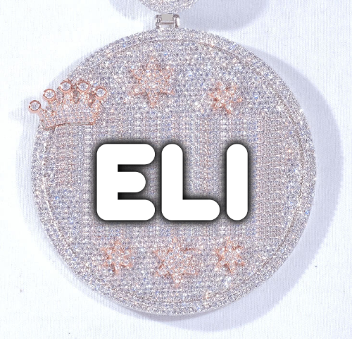 CUSTOM LETTER NECKLACE 3D BIG CROWN DISC