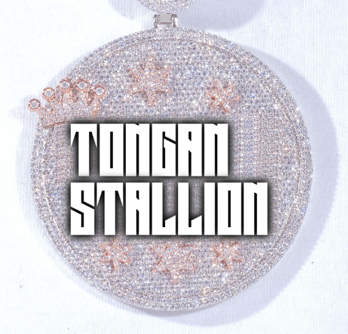 CUSTOM LETTER NECKLACE 3D BIG CROWN DISC