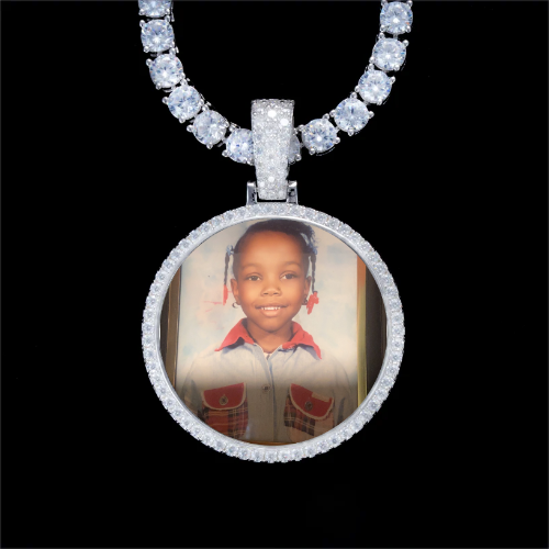 925S & VVS Moissanite 3D Circle Custom Picture Pendant