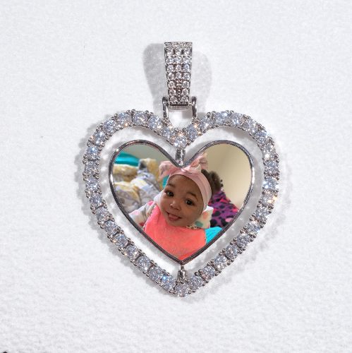 3D Spinning 2-Faced Heart Custom Picture Pendant